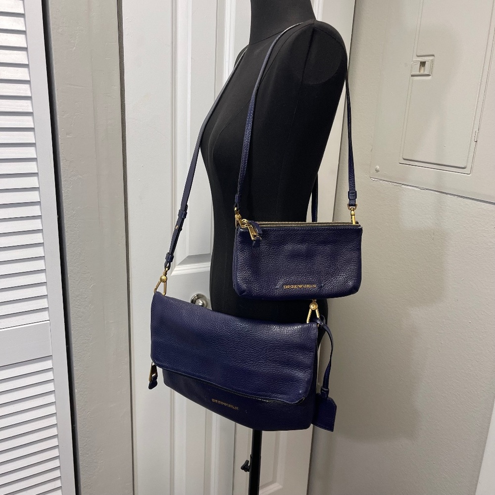 Emporio Armani Purple Leather Bags Set